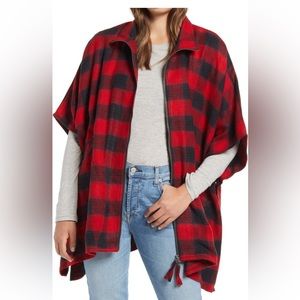 Treasure and Bond Plaid Zip Front Cape